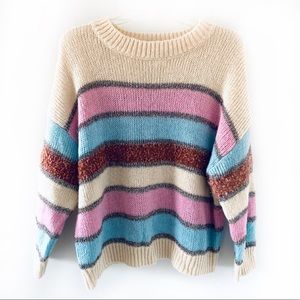 Cotton Emporium Striped Crewneck Sweater Sz XL